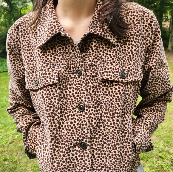 RARE 1990s Saks Fifth Avenue Real Clothes Label Velvety Animal Print Jacket-sz 8 - Picture 1 of 9